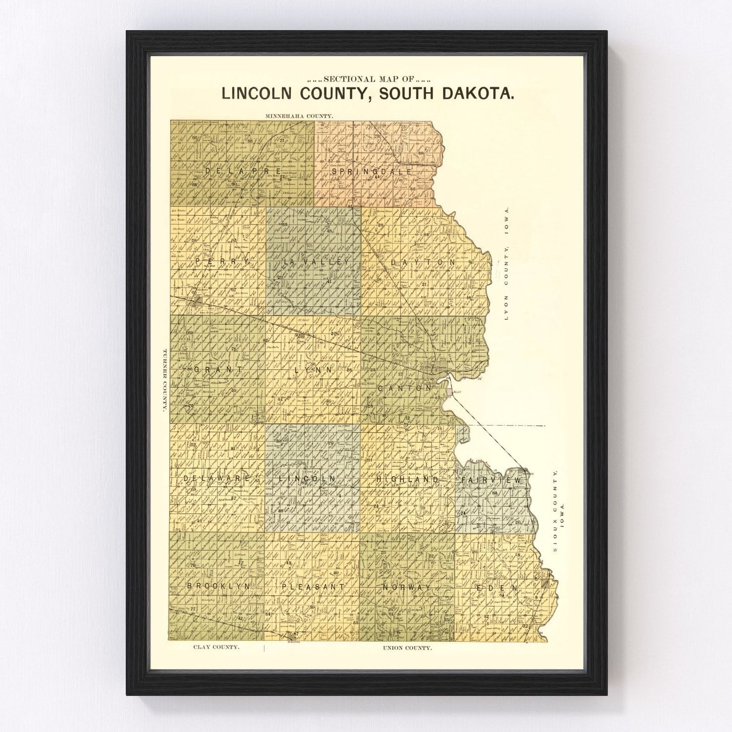 vintage map of Lincoln County, South Dakota, 1900