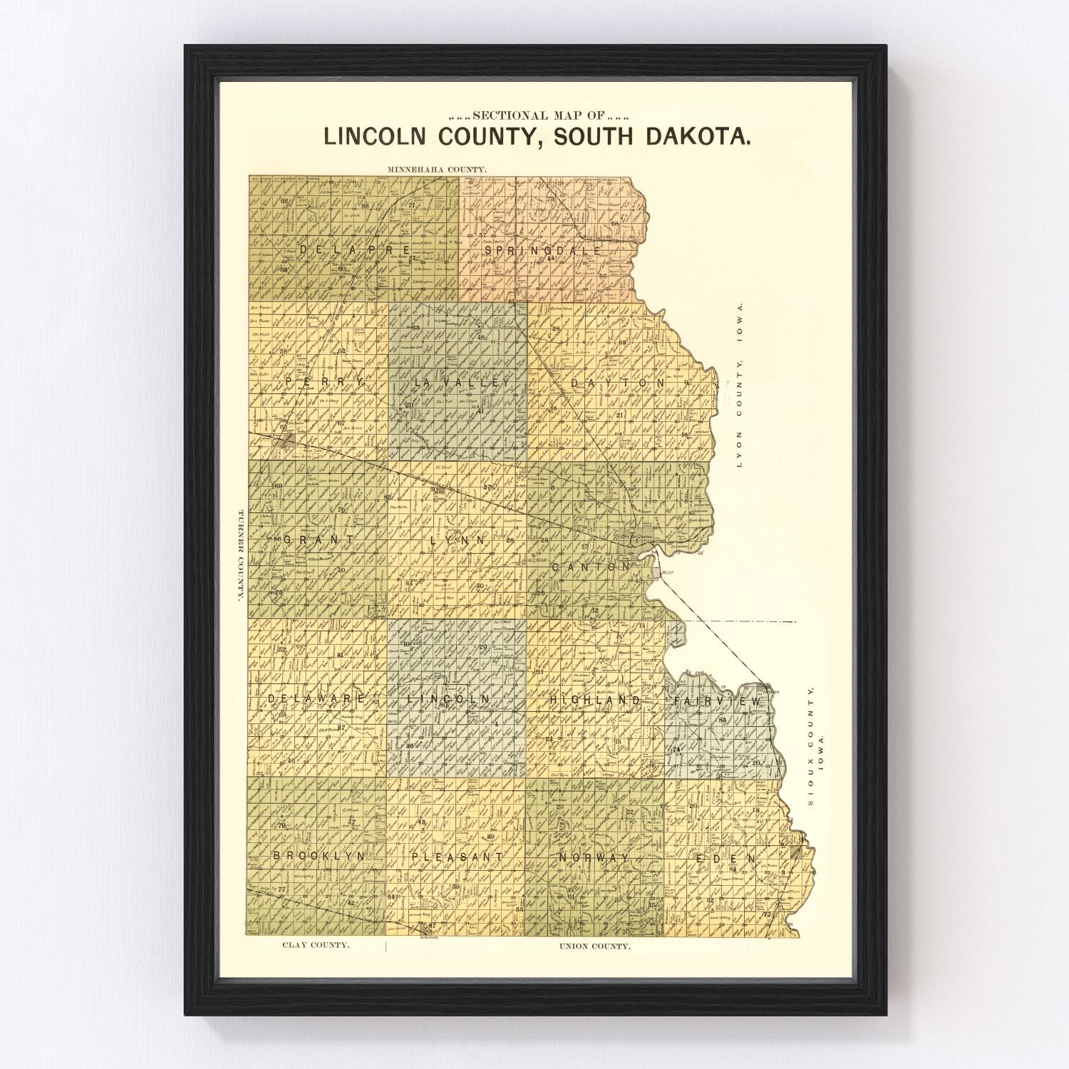 vintage map of Lincoln County, South Dakota, 1900