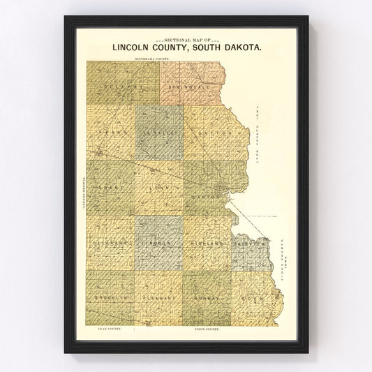 vintage map of Lincoln County, South Dakota, 1900