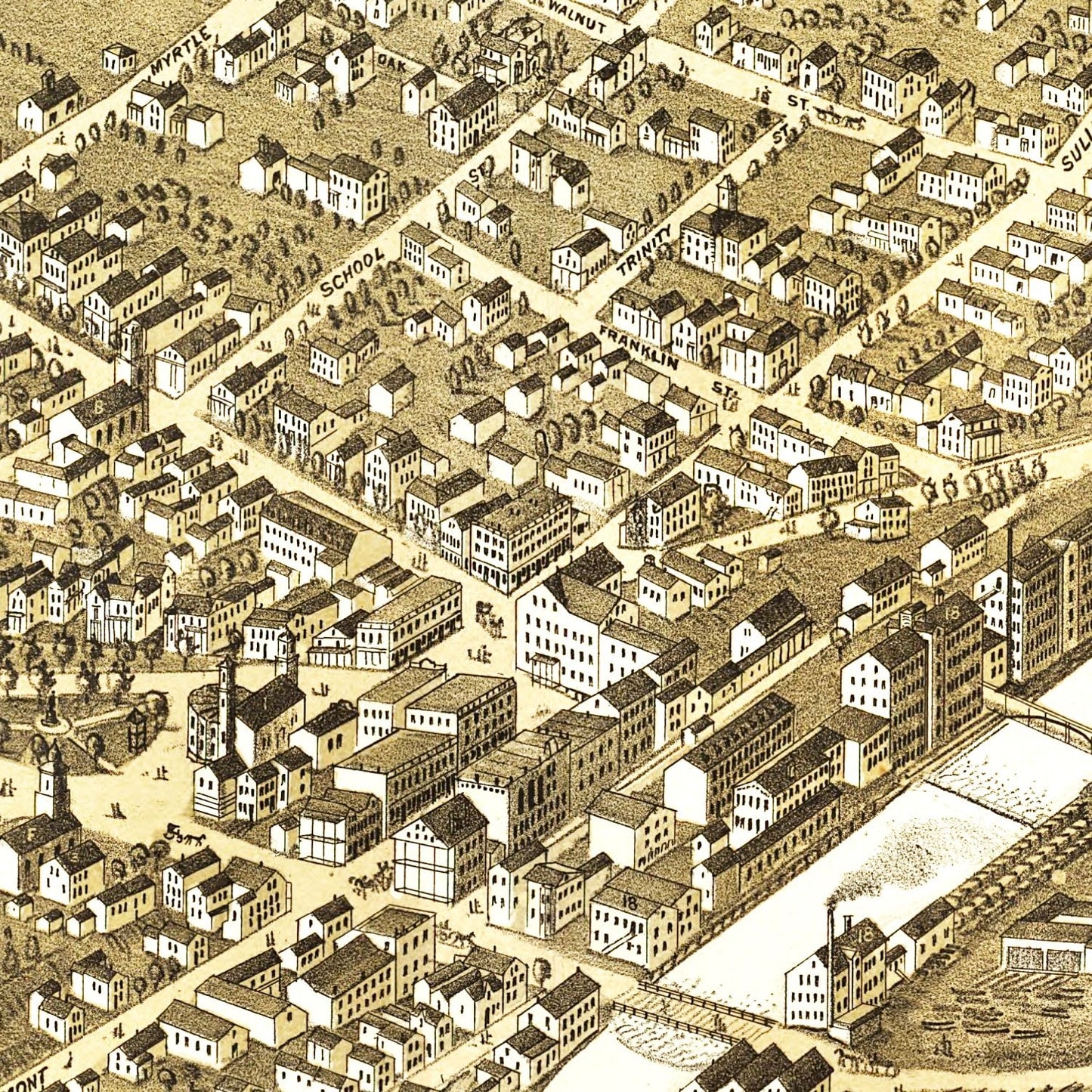 Vintage Map of Claremont, New Hampshire 1877