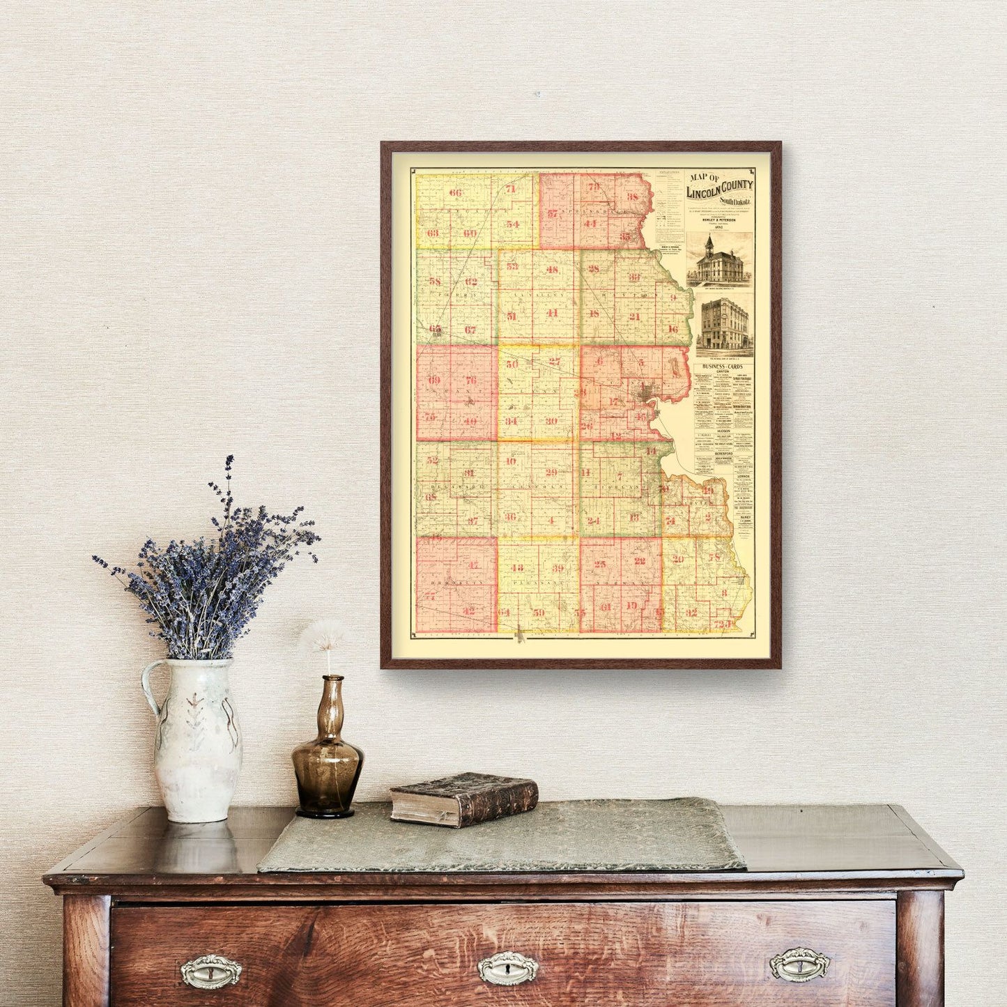 Vintage Map of Lincoln County, South Dakota, 1892