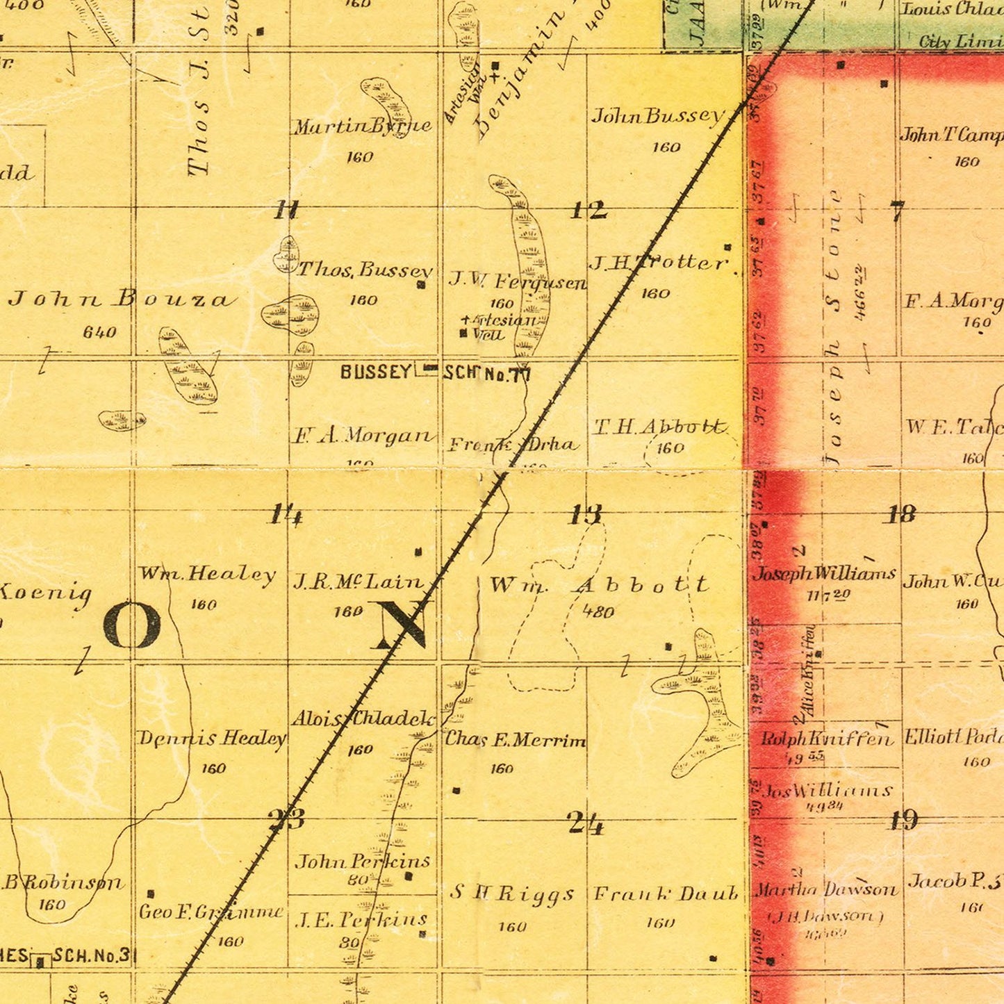 Vintage Map of Bon Homme County, South Dakota, 1893