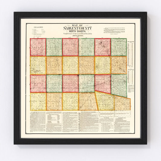 vintage map of Sargent County, North Dakota, 1899