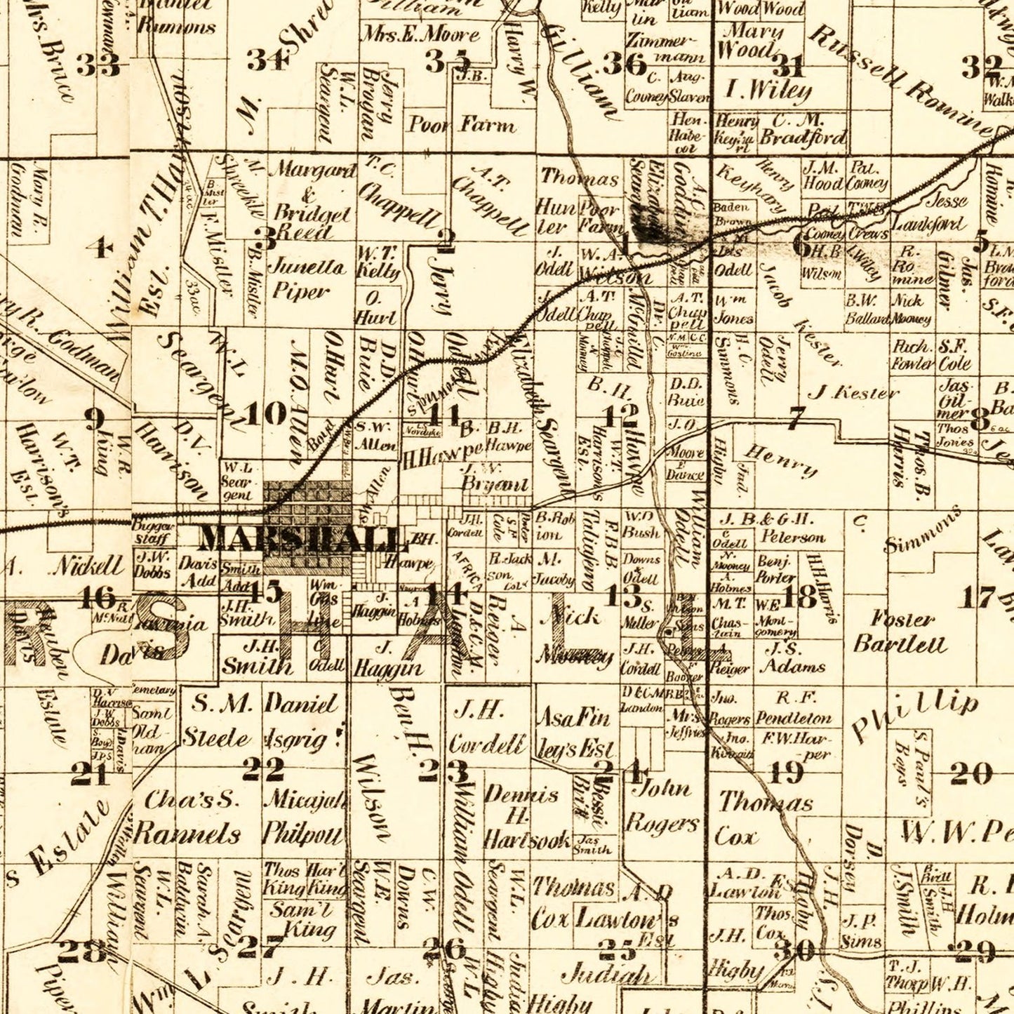 Vintage Map of Saline County, Missouri, 1871