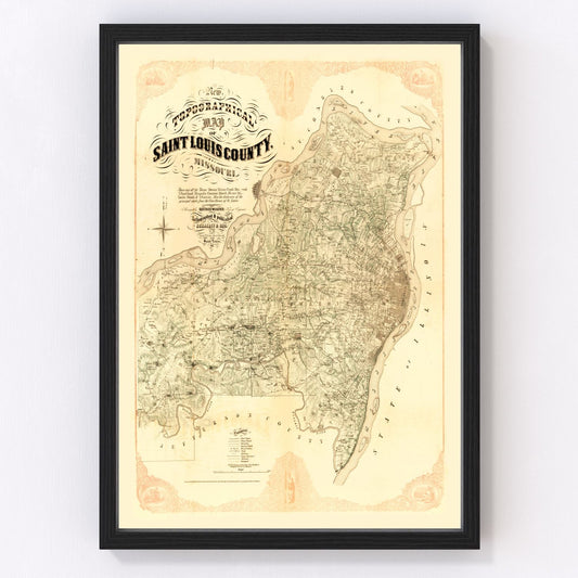 vintage map of Saint Louis County, Missouri, 1857