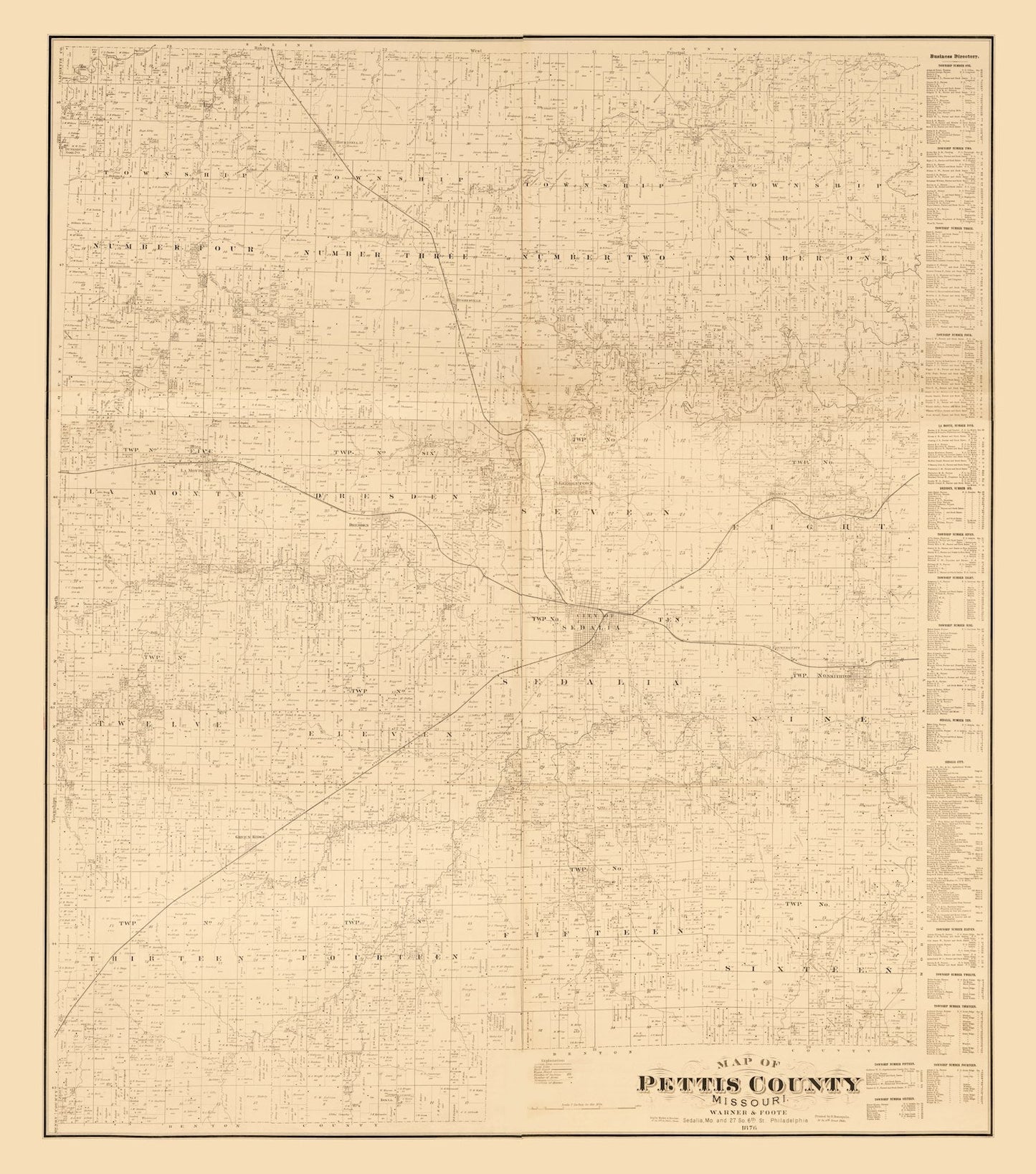 Vintage Map of Pettis County, Missouri, 1867