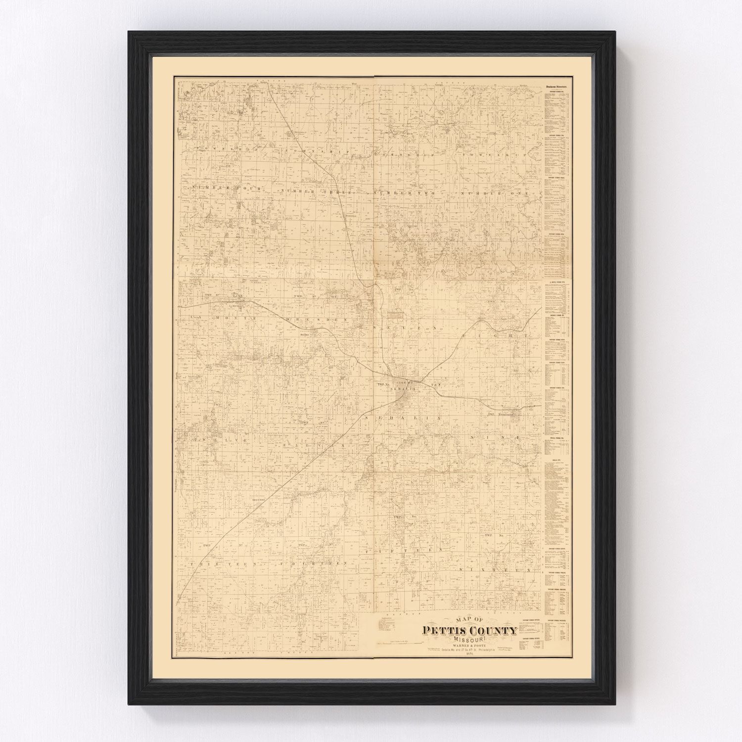 vintage map of Pettis County, Missouri, 1867