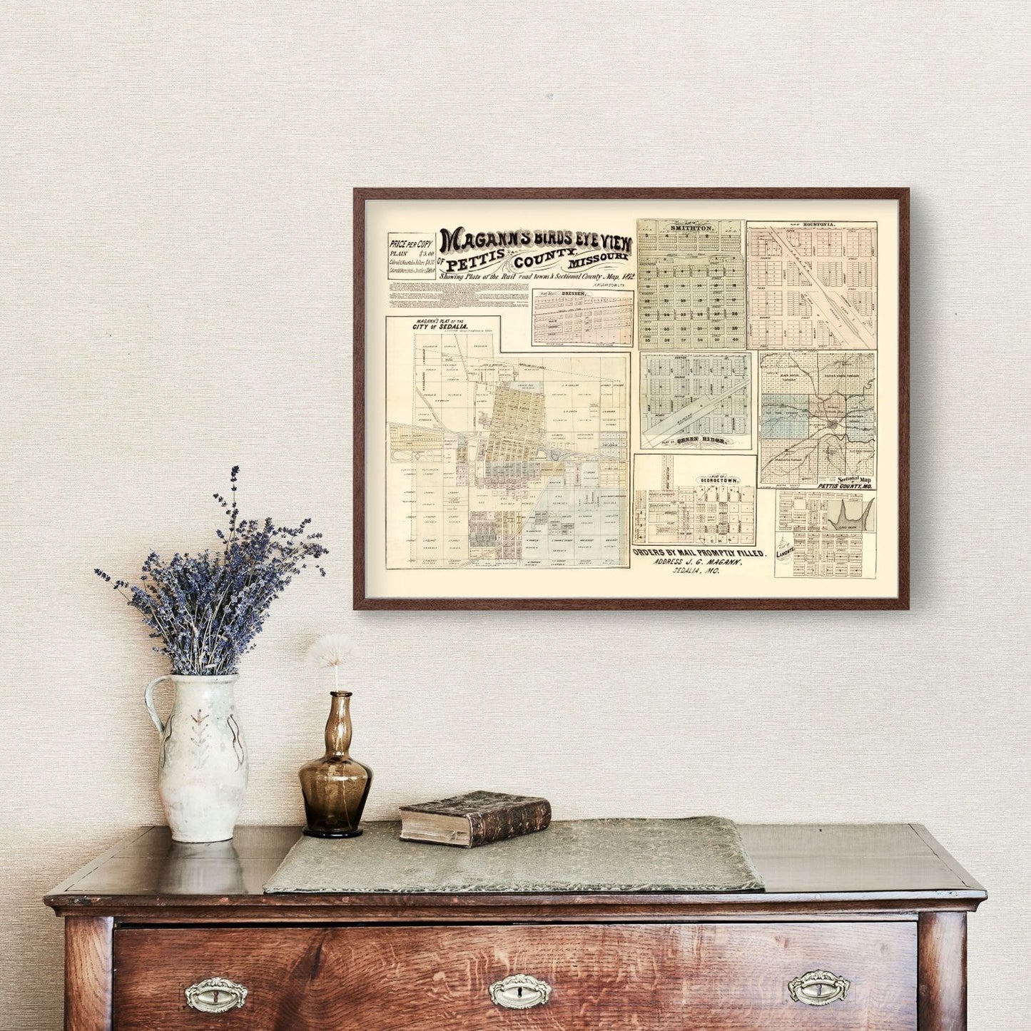 Vintage Map of Pettis County, Missouri, 1872