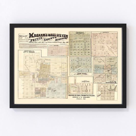 vintage map of Pettis County, Missouri, 1872