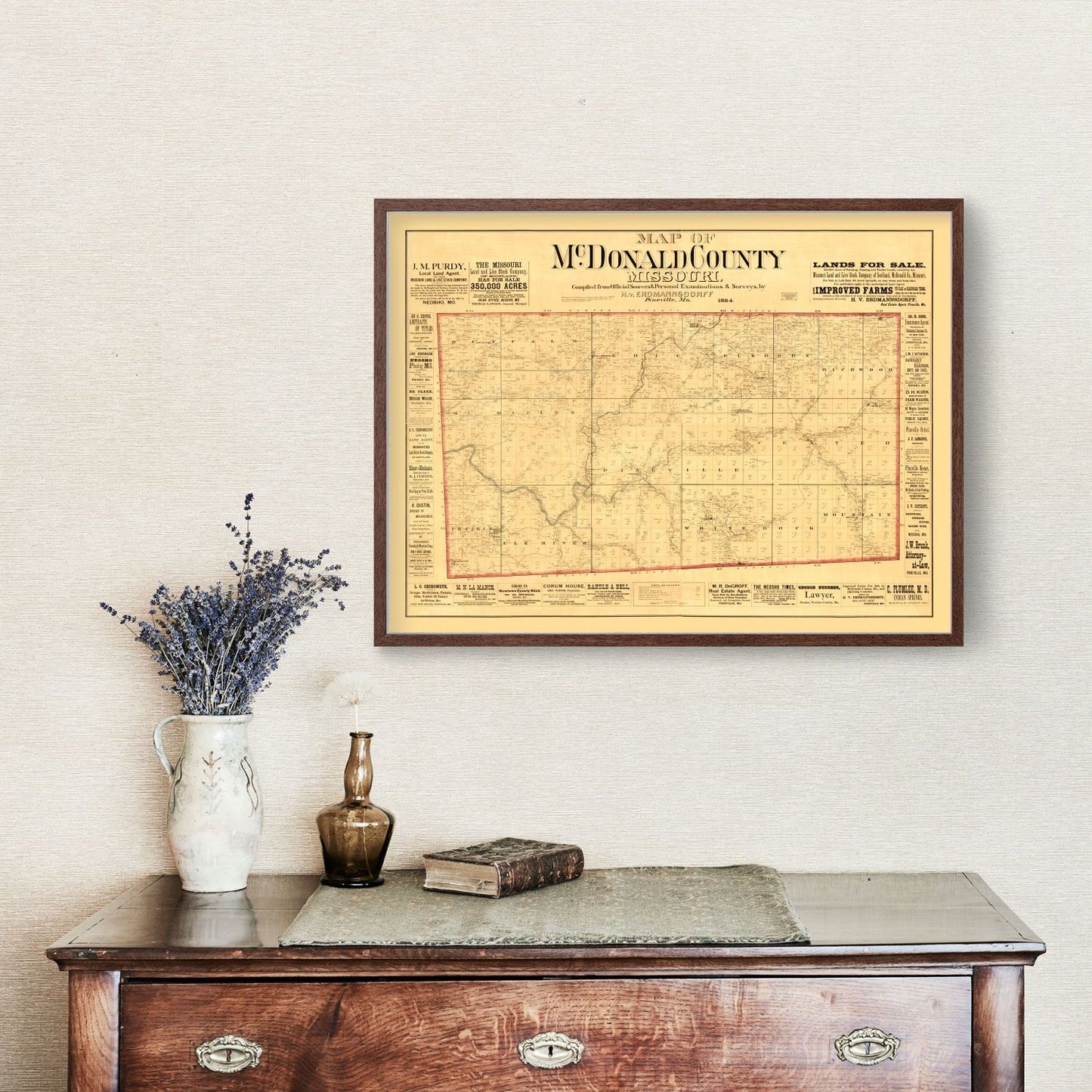 Vintage Map of McDonald County, Missouri, 1884
