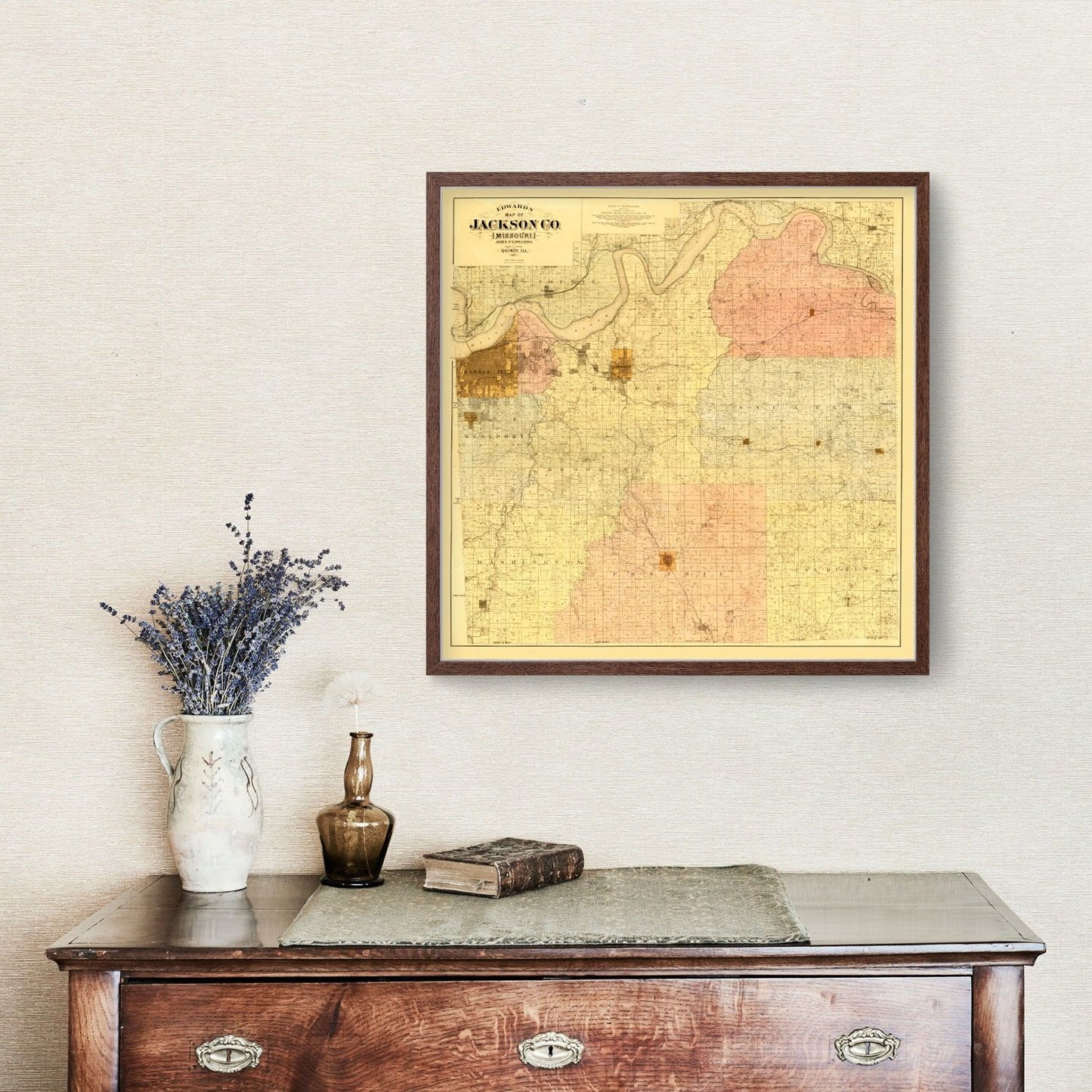 Vintage Map of Jackson County, Missouri, 1887