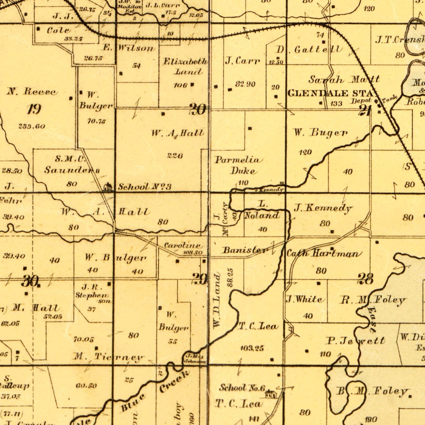 Vintage Map of Jackson County, Missouri, 1887