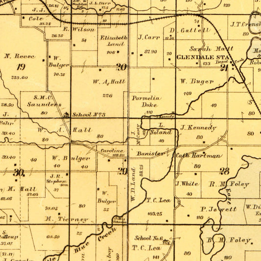 Vintage Map of Jackson County, Missouri, 1887