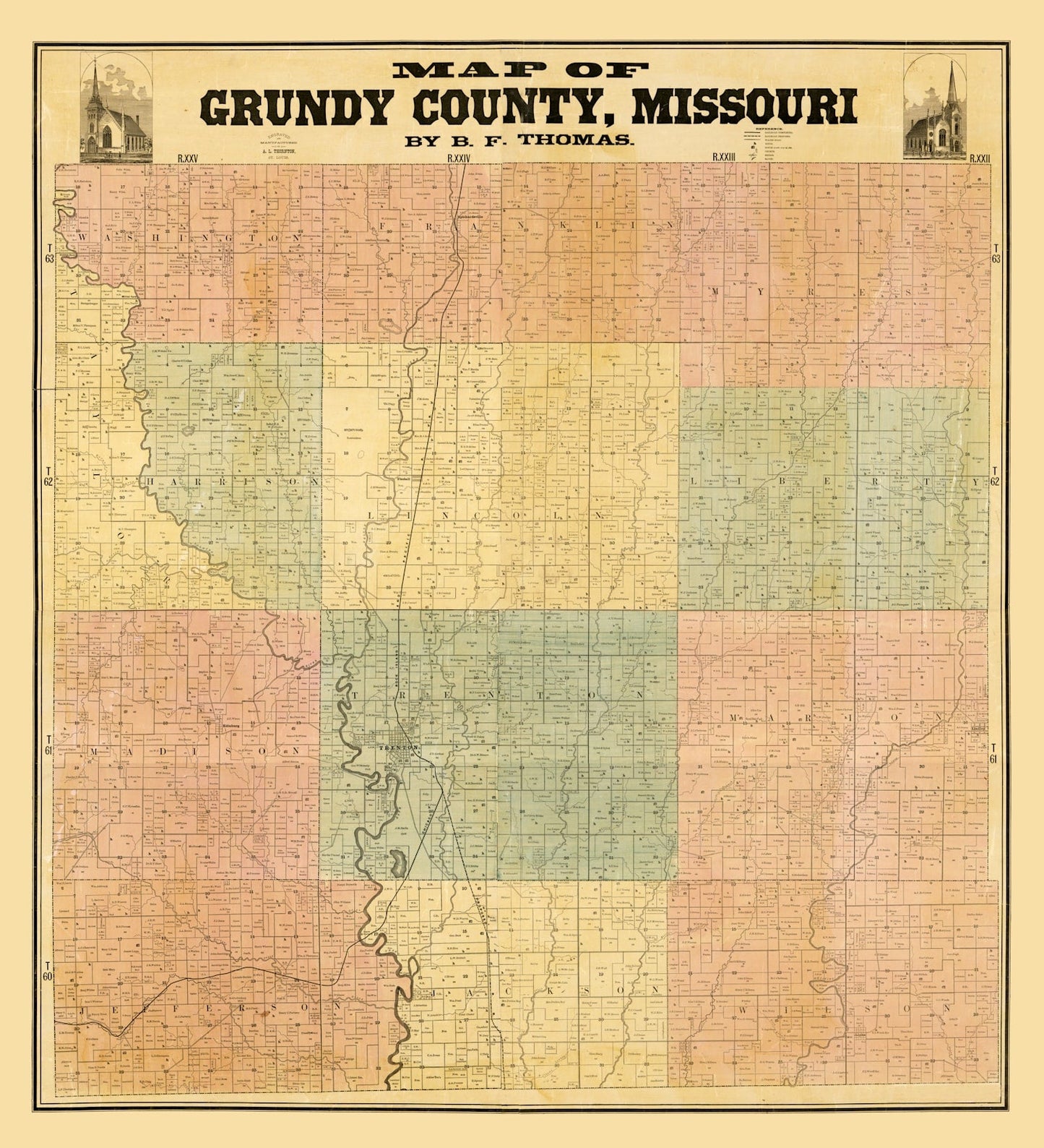 Vintage Map of Gundy County, Missouri, 1890