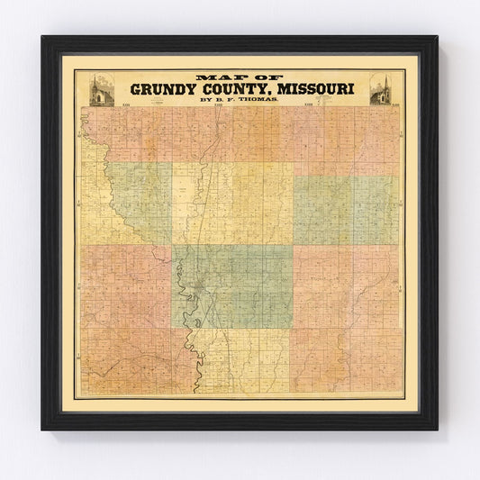 vintage map of Gundy County, Missouri, 1890
