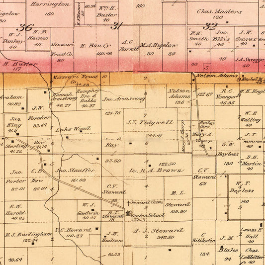 Vintage Map of Cedar County, Missouri, 1897