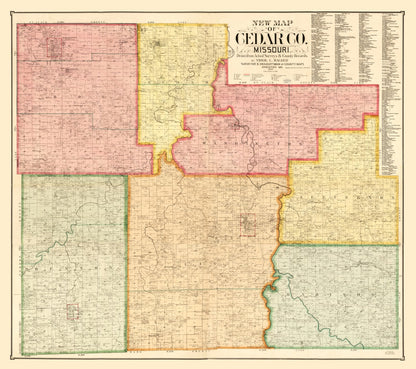 Vintage Map of Cedar County, Missouri, 1897