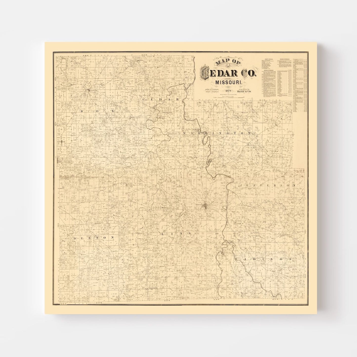 Vintage Map of Cedar County, Missouri, 1879