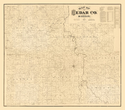 Vintage Map of Cedar County, Missouri, 1879