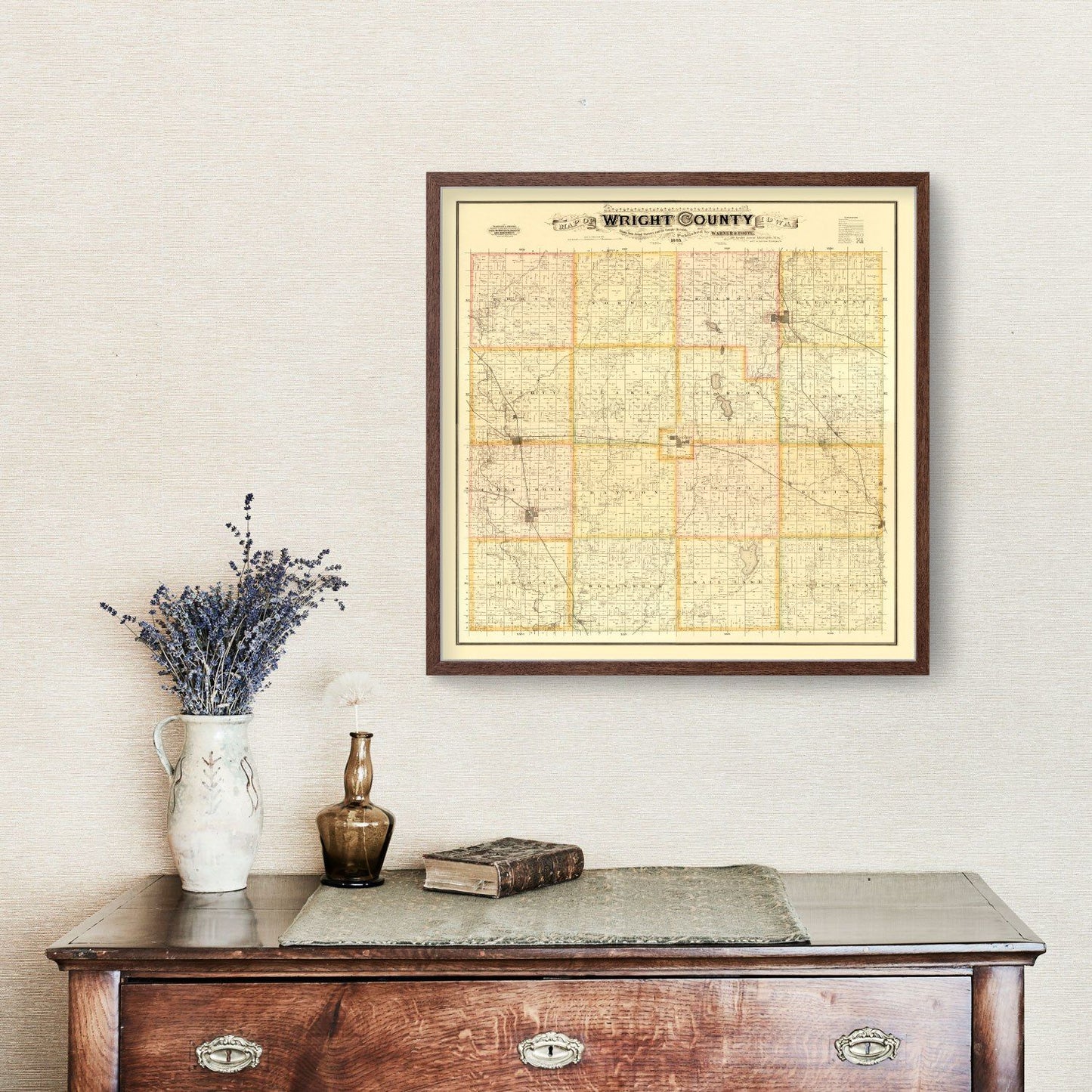 Vintage Map of Wright County, Iowa, 1885