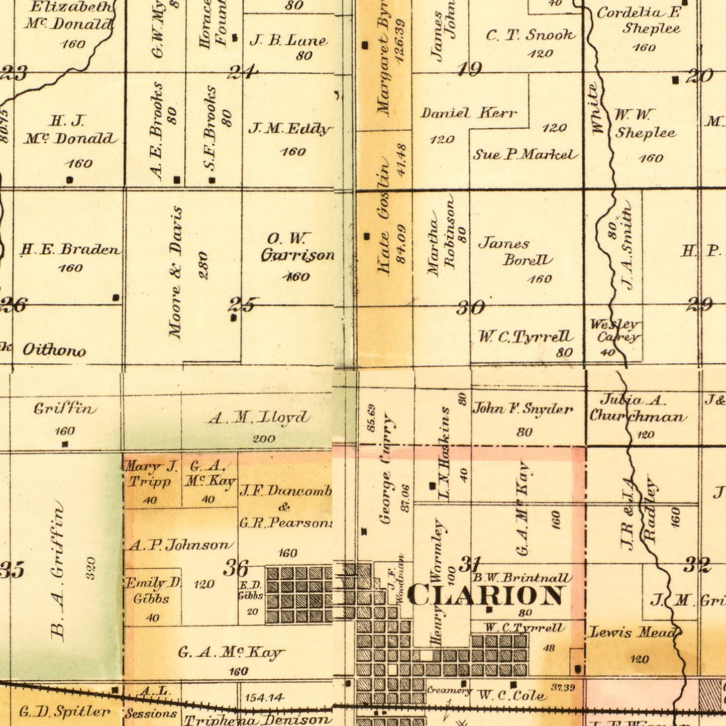 Vintage Map of Wright County, Iowa, 1885