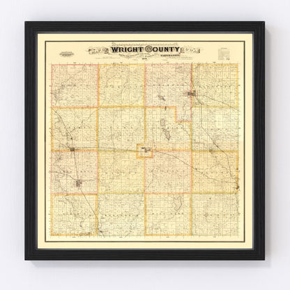 Vintage map of Wright County, Iowa, 1885, digitally restored