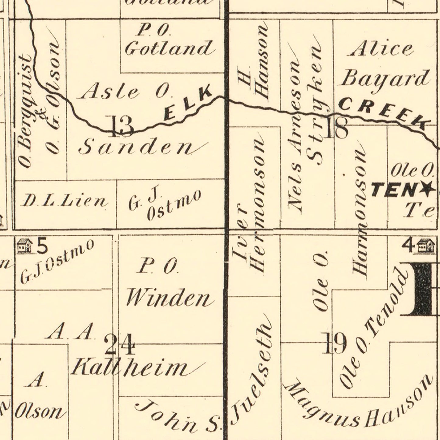 Vintage Map of Worth County, Iowa, 1894