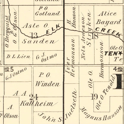 Vintage Map of Worth County, Iowa, 1894