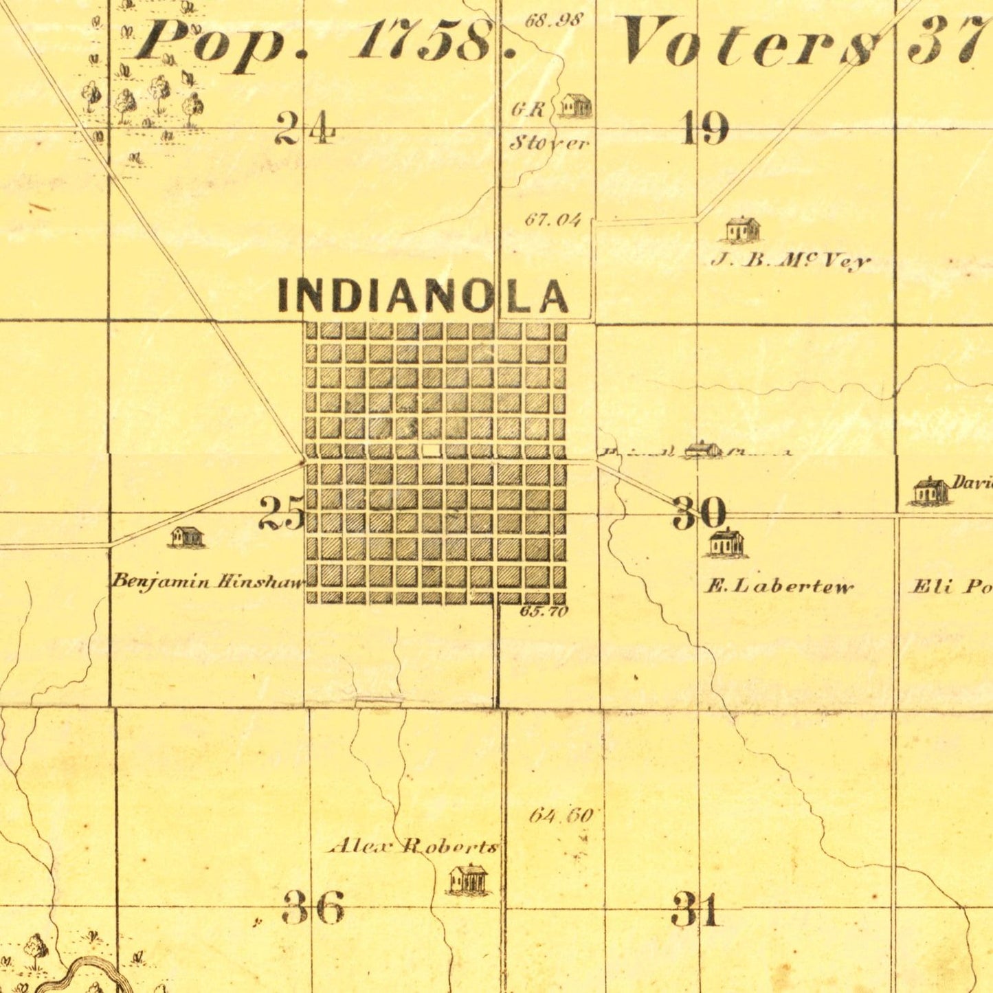 Vintage Map of Warren County, Iowa, 1859 Wall Art