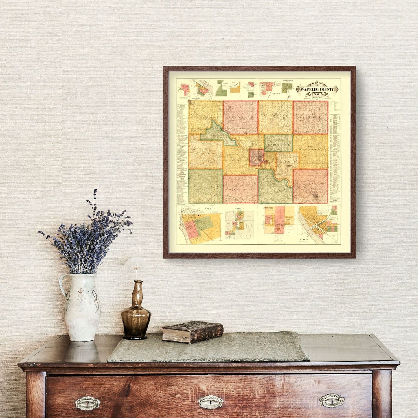 Vintage Map of Wapello County, Iowa, 1893