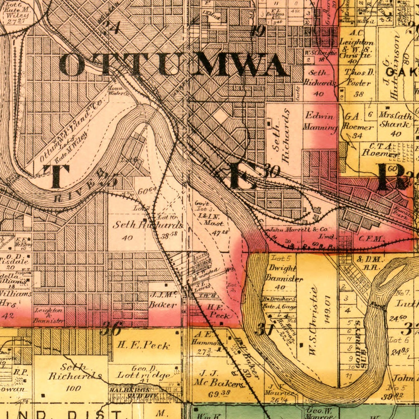Vintage Map of Wapello County, Iowa, 1893