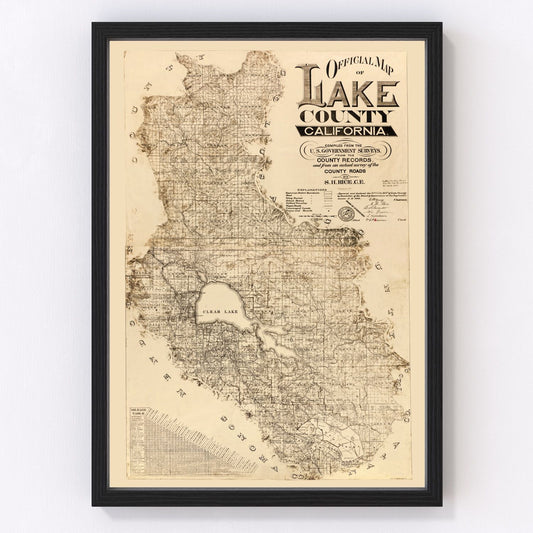 vintage map of Lake County, California, 1892