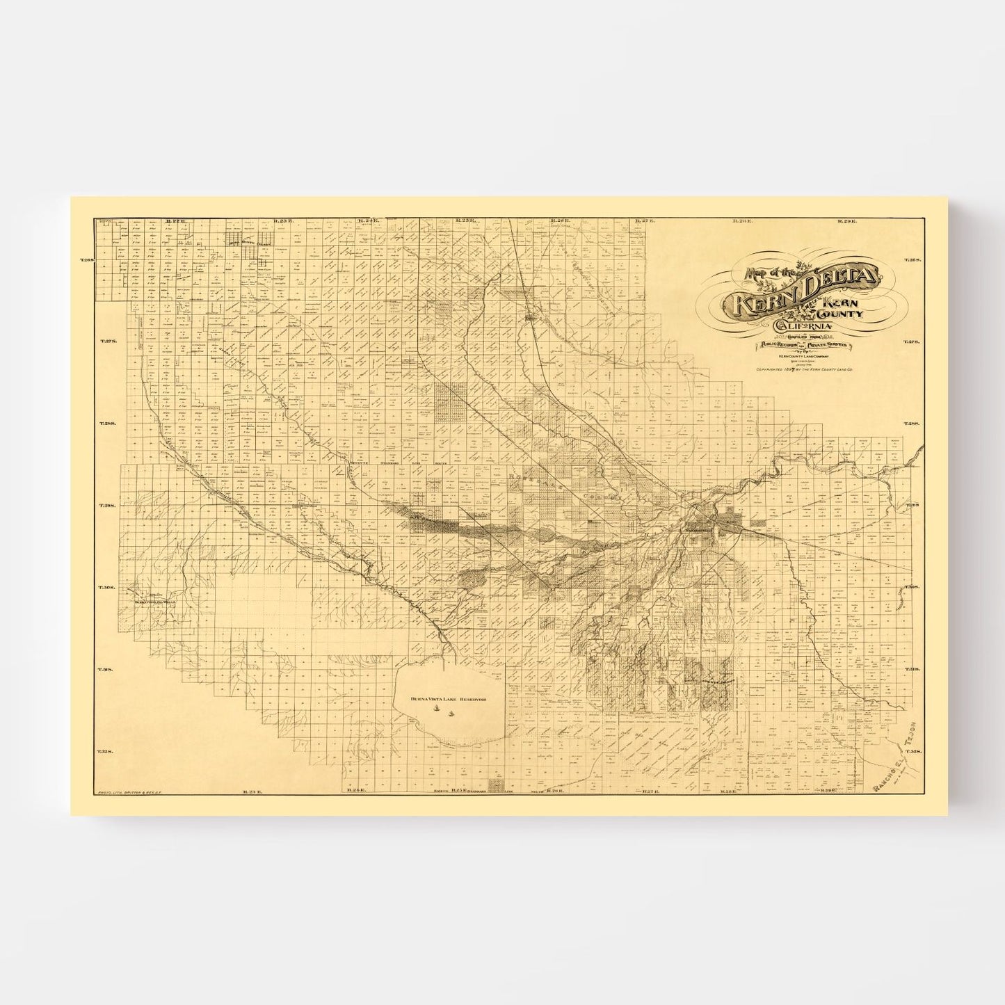 Vintage Map of Kern County, California, 1897