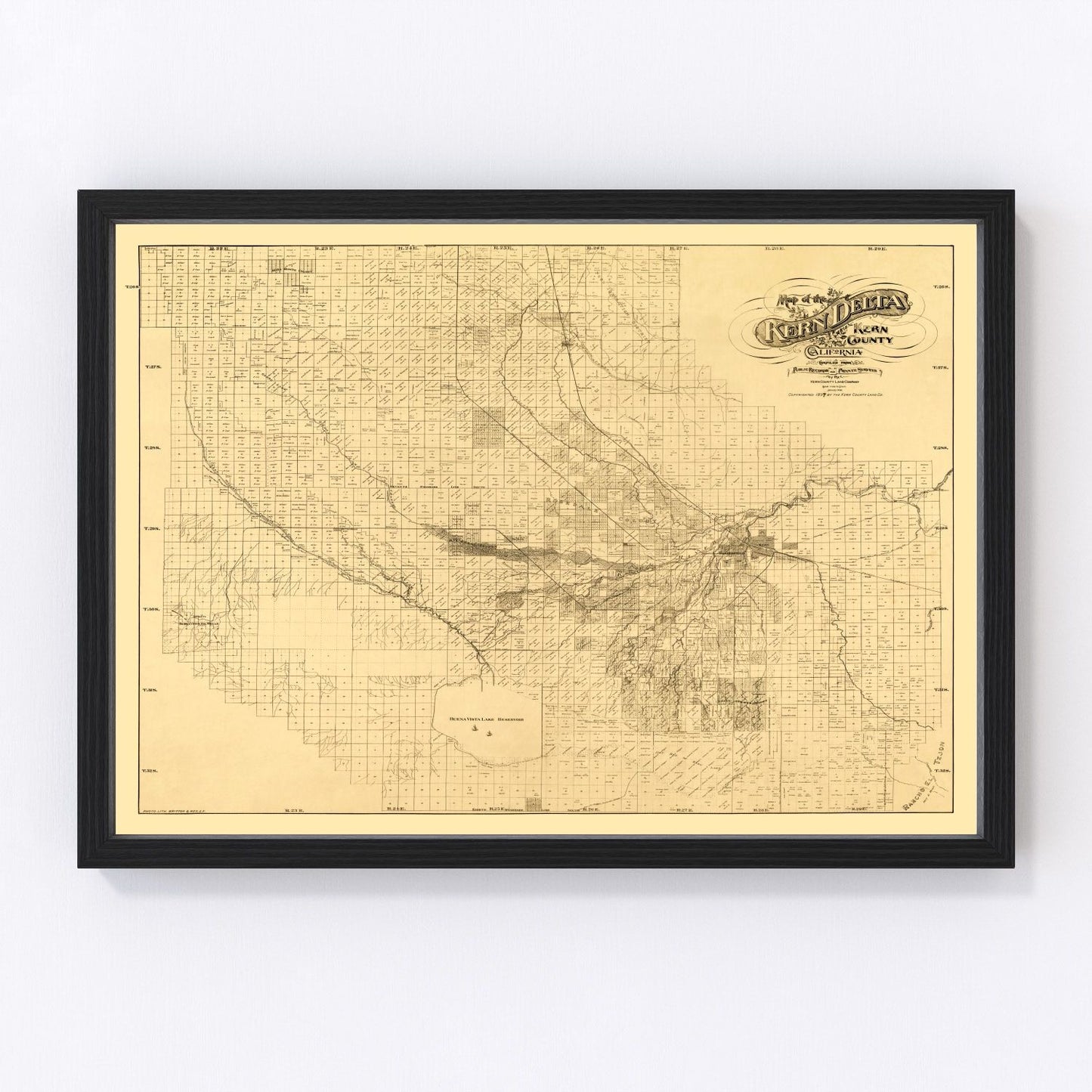 vintage map of Kern County, California, 1897