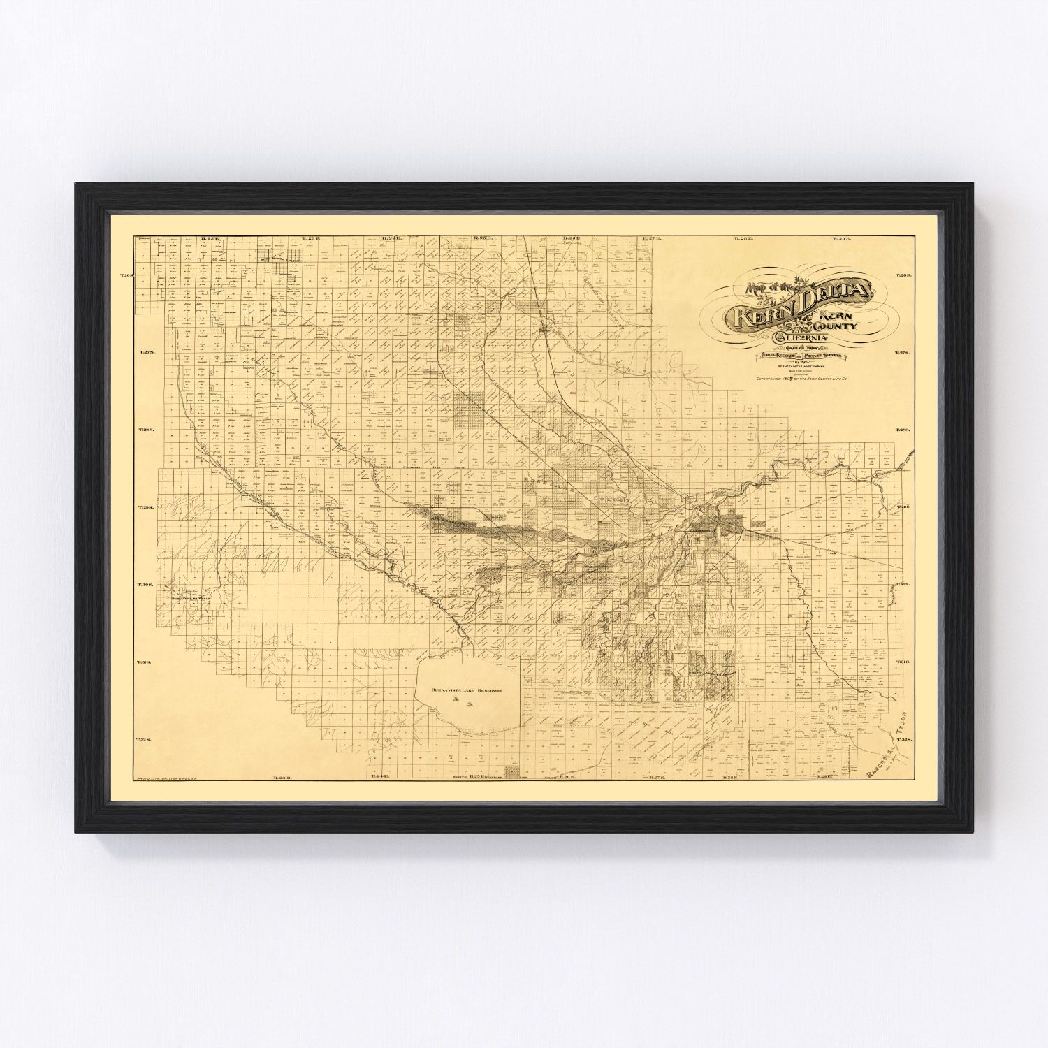 vintage map of Kern County, California, 1897