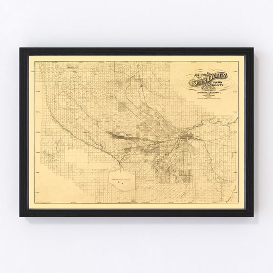 vintage map of Kern County, California, 1897