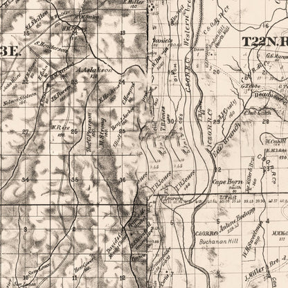 Vintage Map of Butte County, California, 1886 Wall Art