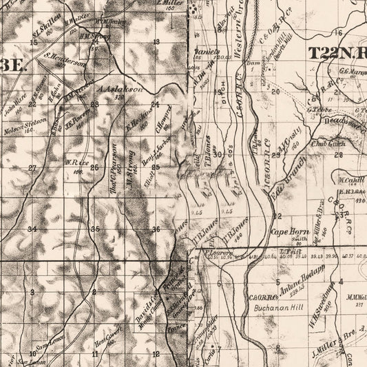 Vintage Map of Butte County, California, 1886 Wall Art