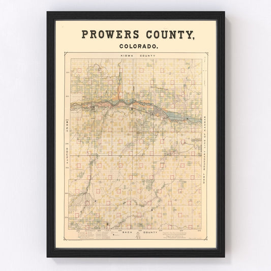 Vintage map of Prowers County, Colorado, 1889