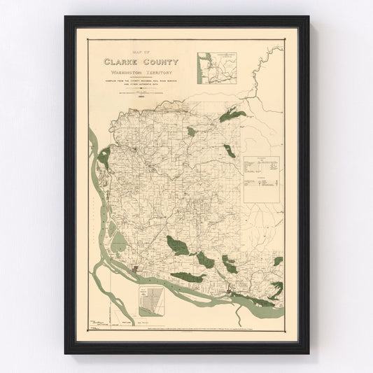 Vintage map of Clark County, Washington, 1888