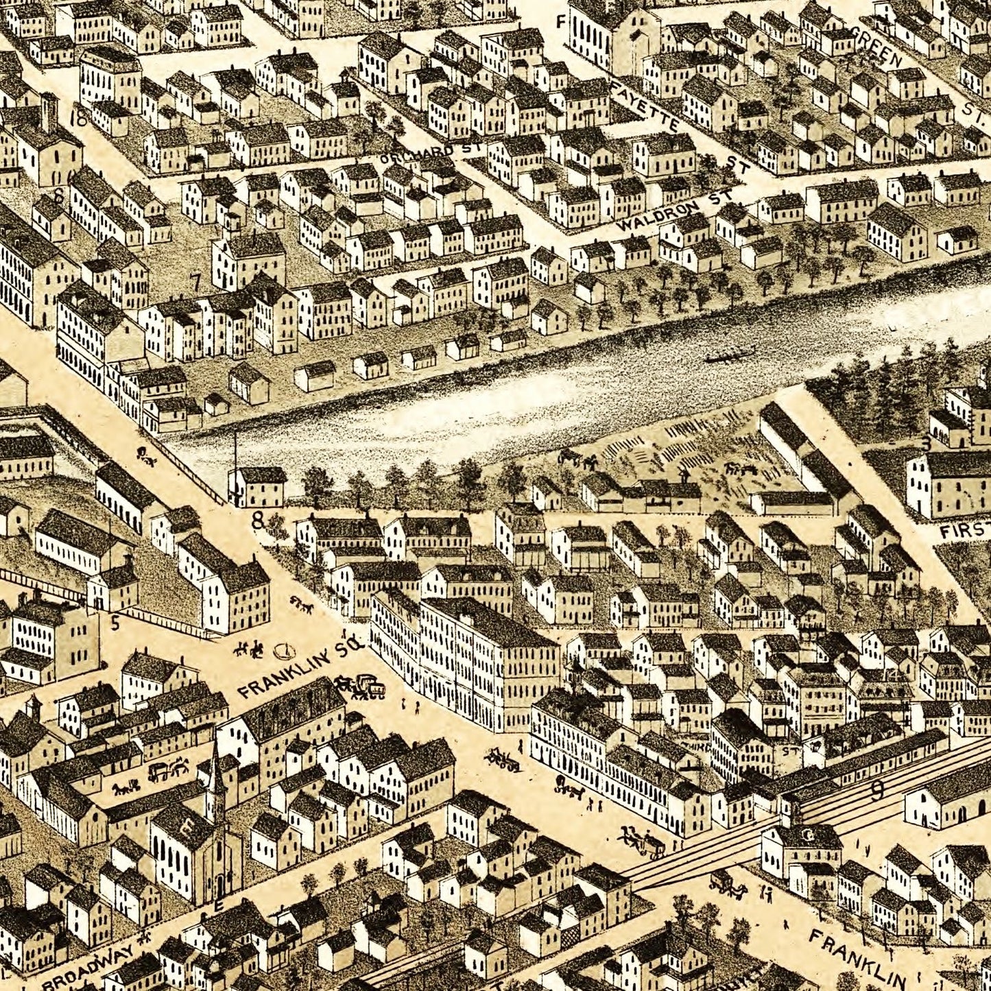 Vintage Map of Dover, New Hampshire, 1877