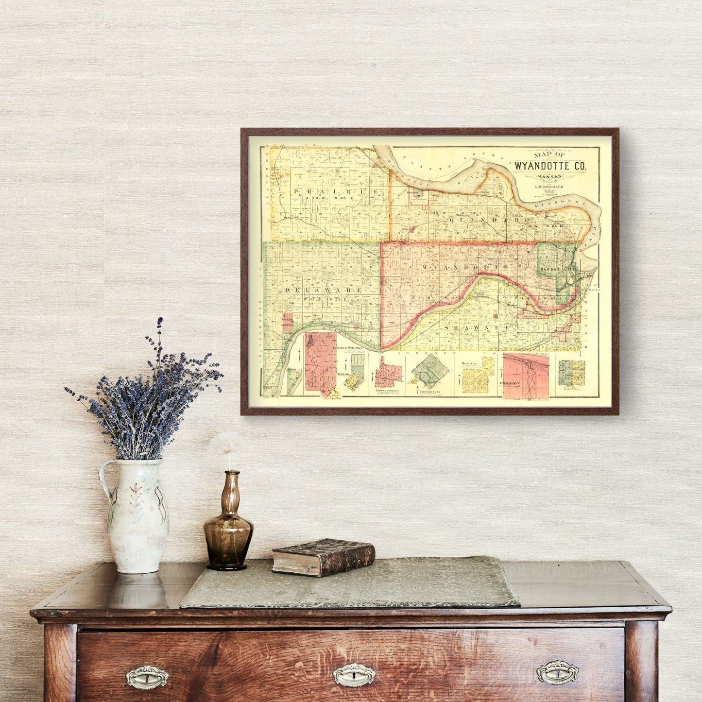 Vintage Map of Wyandotte County, Kansas, 1887