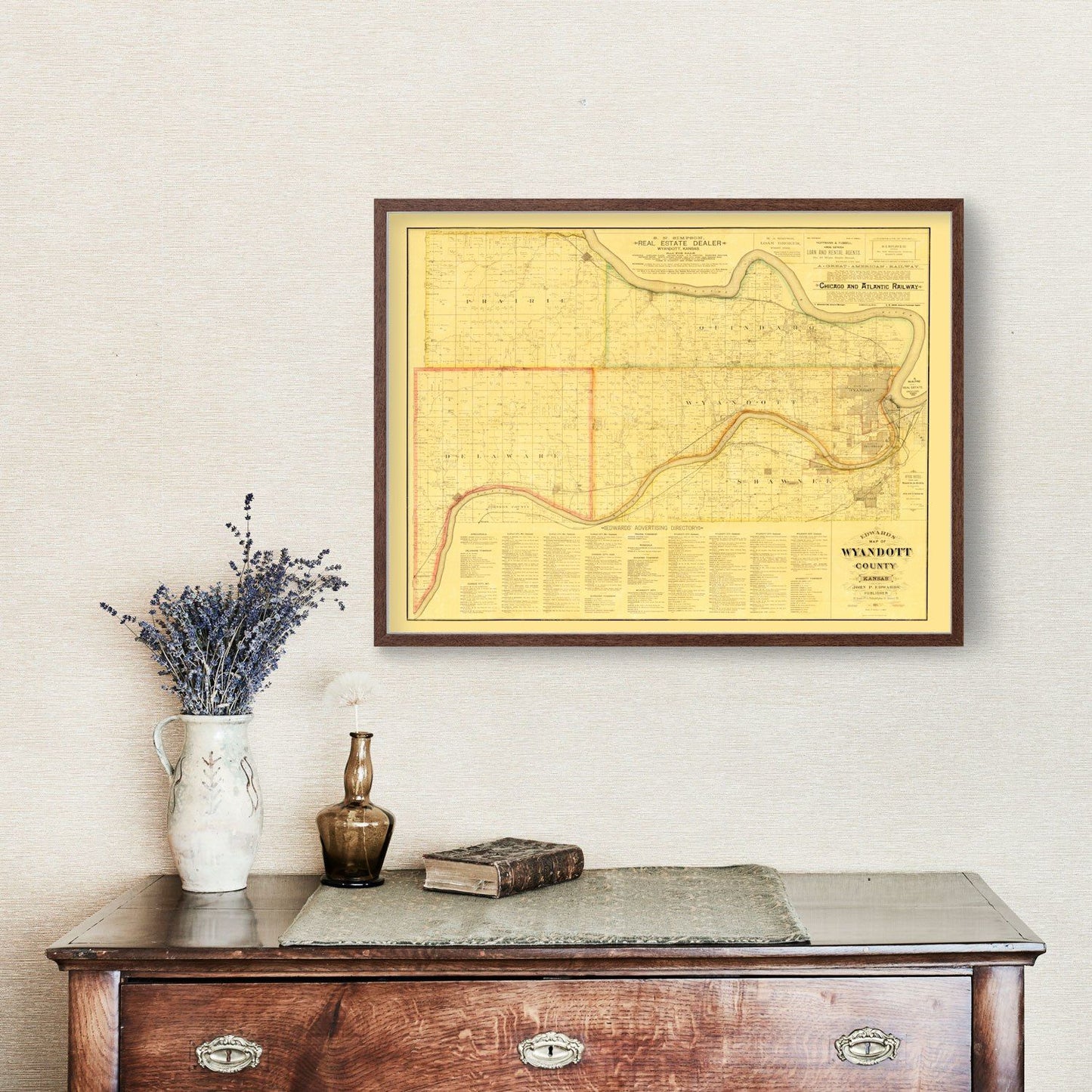 Vintage Map of Wyandotte County, Kansas, 1885