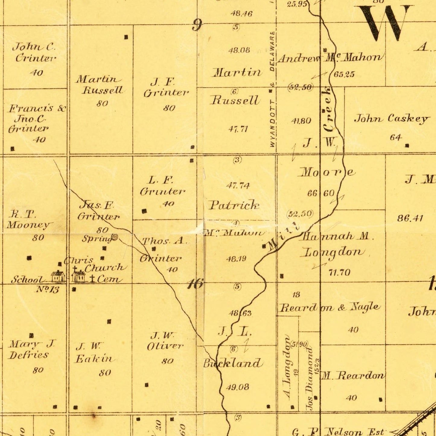 Vintage Map of Wyandotte County, Kansas, 1885