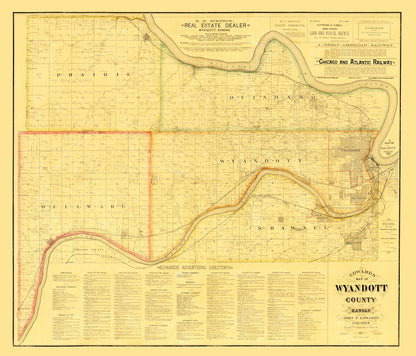 Vintage Map of Wyandotte County, Kansas, 1885