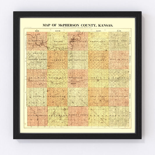 Vintage map of McPherson County, Kansas, 1898