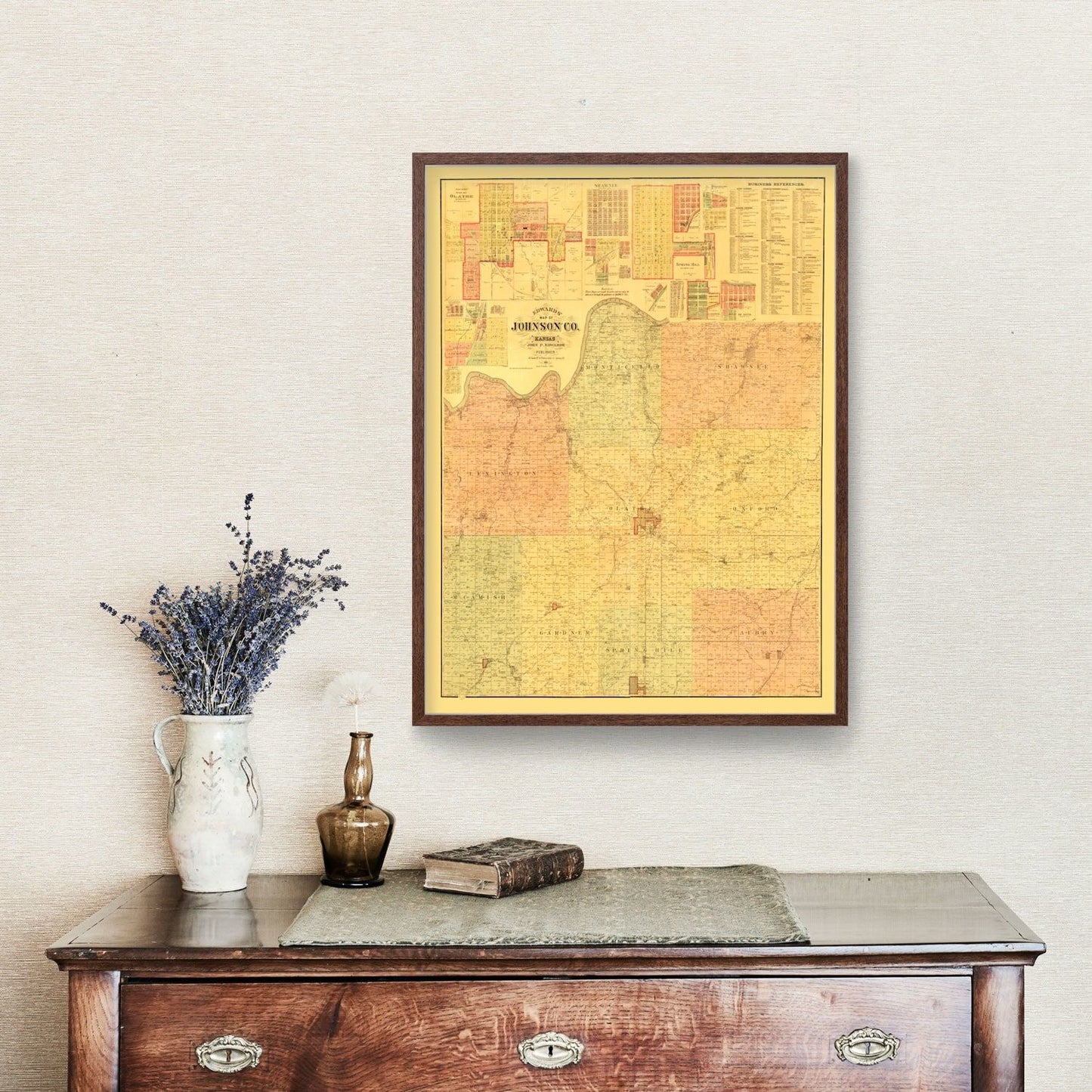 Vintage Map of Johnson County, Kansas, 1886