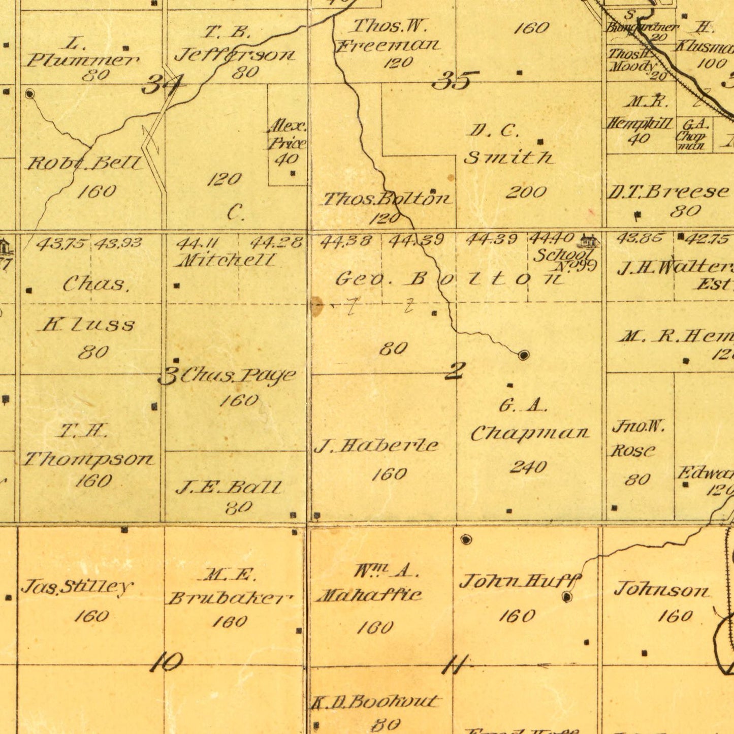 Vintage Map of Johnson County, Kansas, 1886