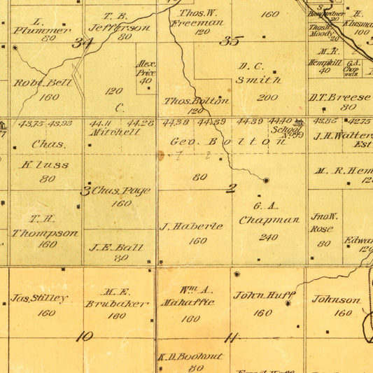 Vintage Map of Johnson County, Kansas, 1886