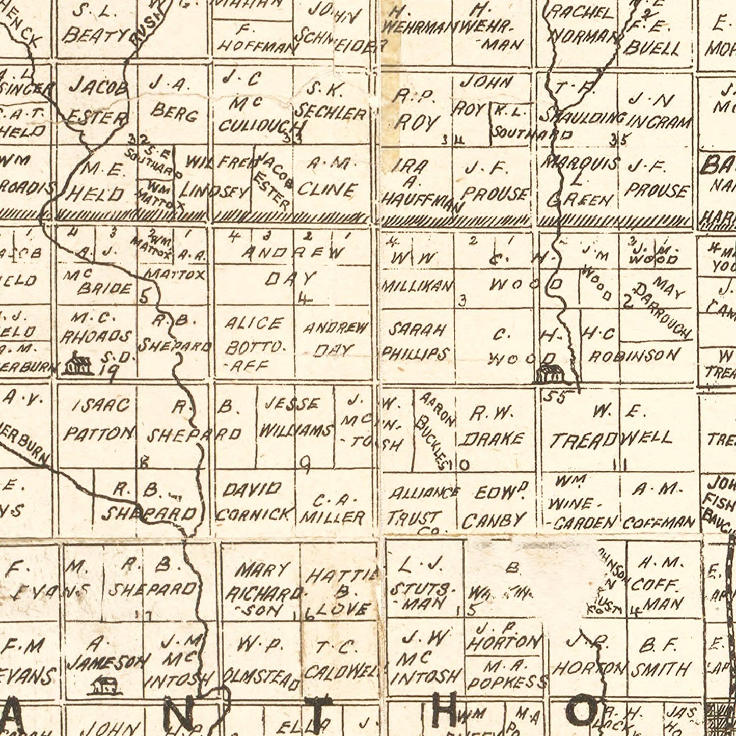 Vintage Map of Harper County, Kansas, 1893